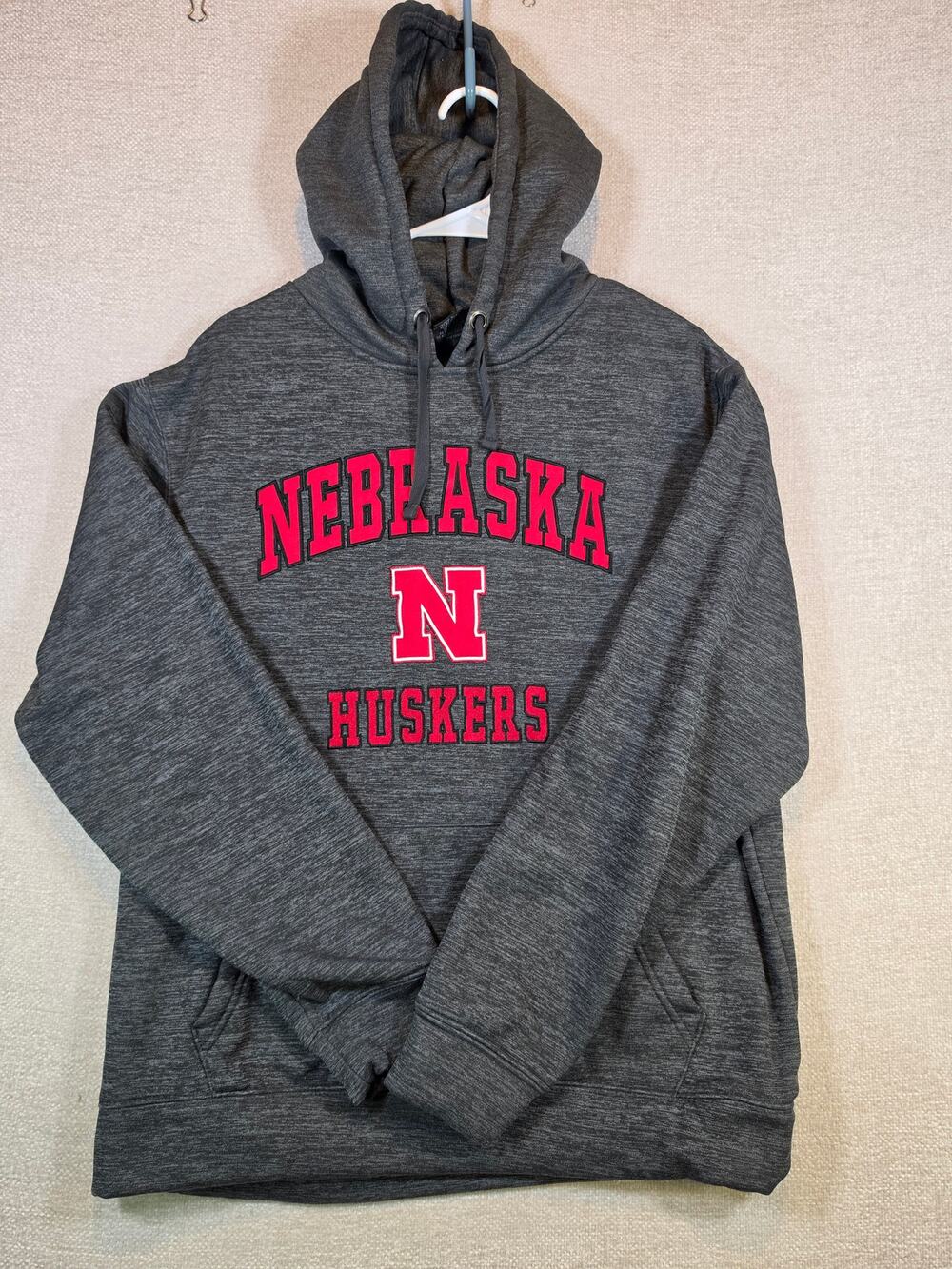 Nebraska Huskers Hoodie XL Dark Gray Space Dye Pullover Sweatshirt NCAA